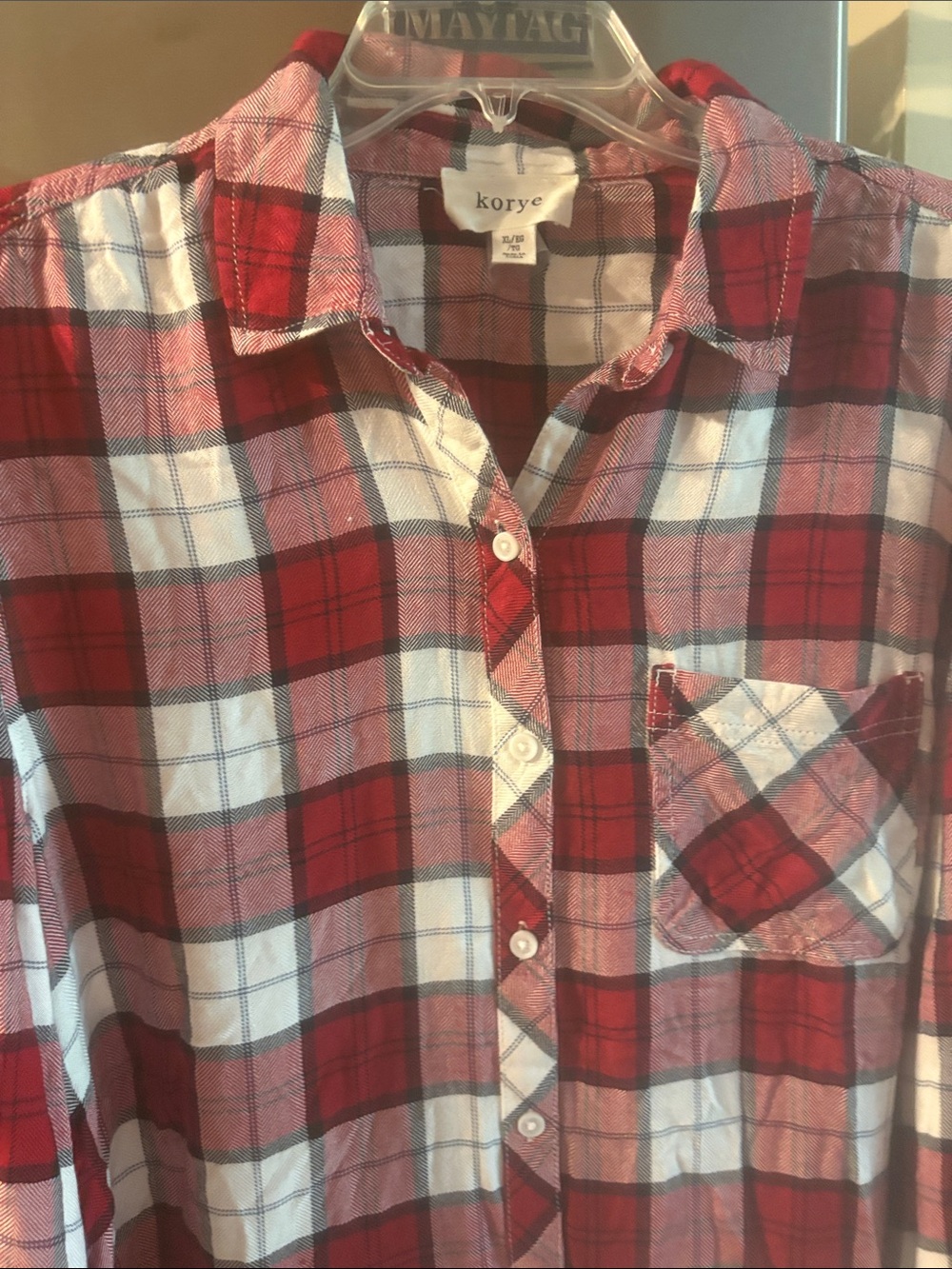 Korye women’s Red Plaid Button-Up Shirt